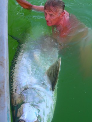 Angler Sjoerd Beugelink moments before the fish is swimmed-off and released